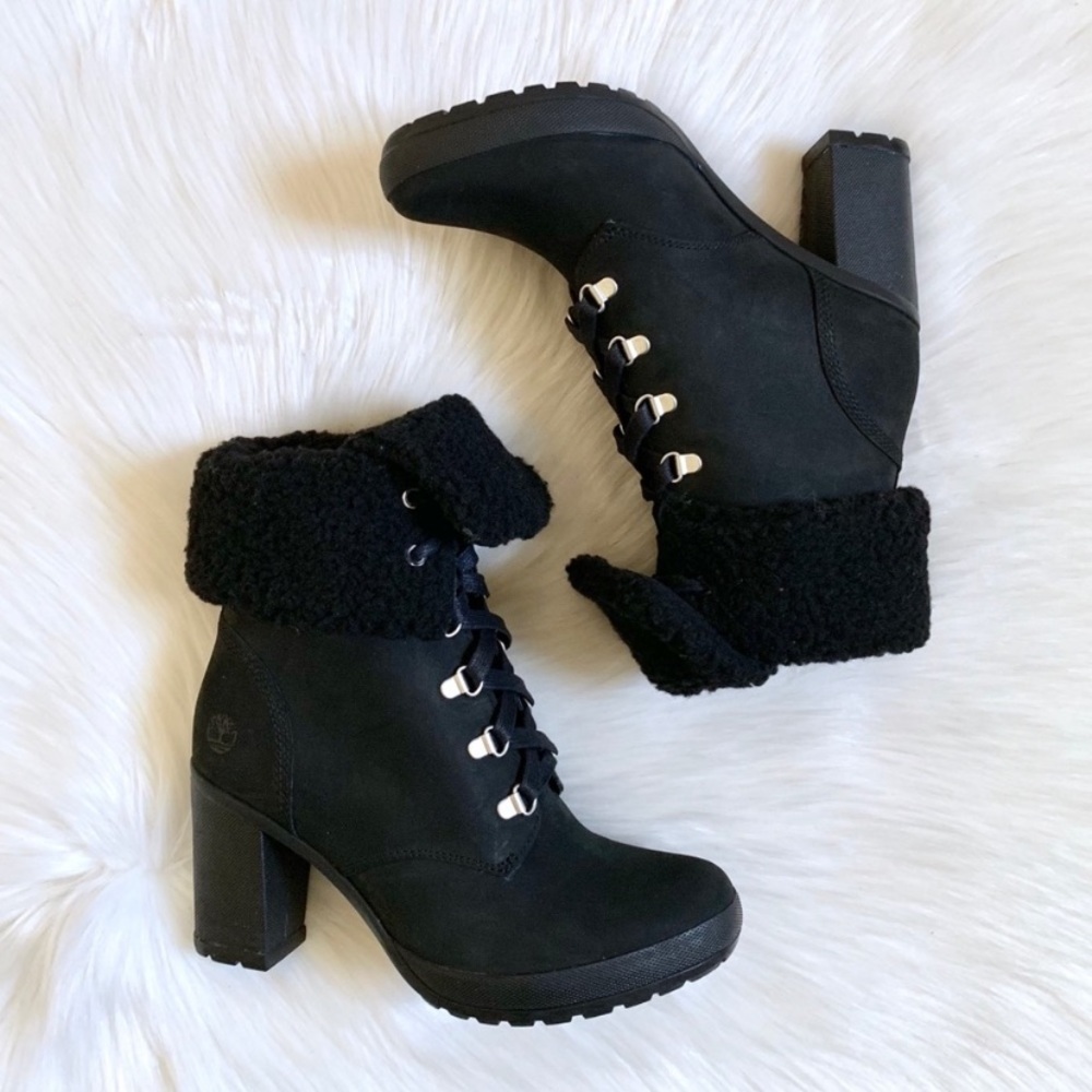 Timberland Black Camdale Fleece Fold Down Boots - Picture 5 of 7